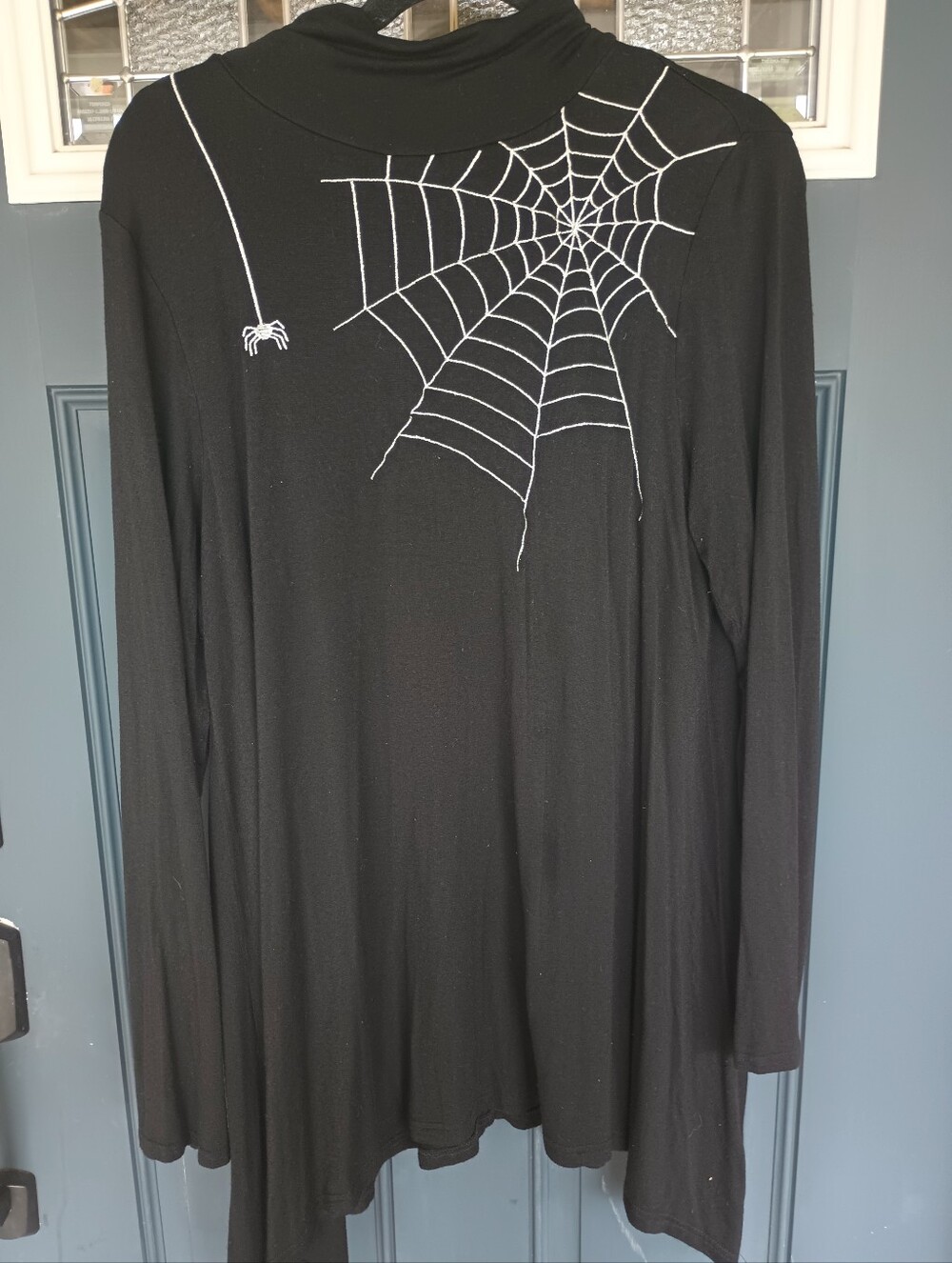 Spider Web & Spider Flowing Long Uneven Hem Tunic Sz L Spooky Goth Whimsigoth